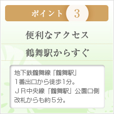 ポイント3 便利なアクセス 鶴舞駅からすぐ